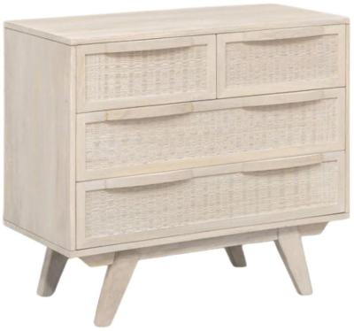 Romantic White Rattan 4 Drawer Chest