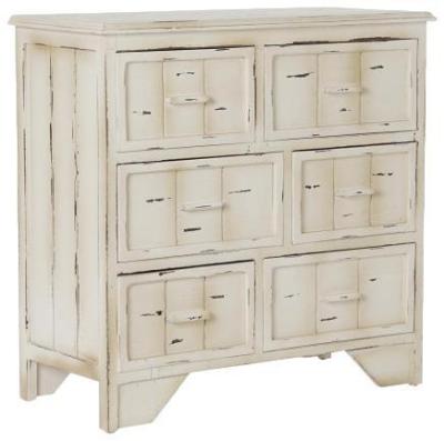 Antique White Wood 6 Drawer Chest