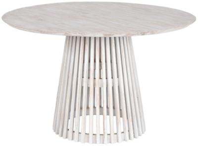 Scandi White Wood 4 Seater Round Dining Table