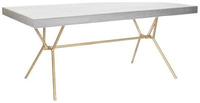 Modern Diamond White Brass 6 Seater Dining Table