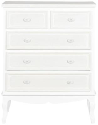 Romantic White Wood 5 Drawer Chest