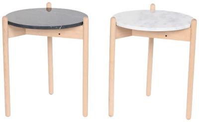 Scandi White And Black Marble Side Table Set Of 2