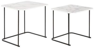 Modern White And Black Wood Side Table Set Of 2