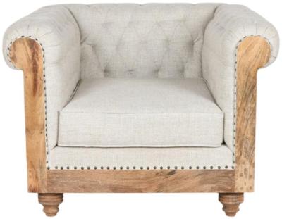 White And Brown Fabric Armchair