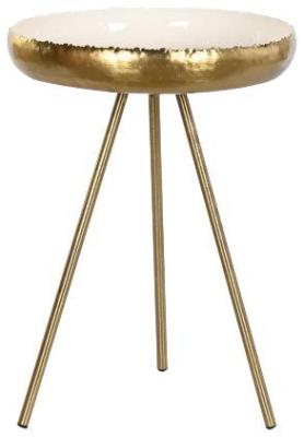 White And Gold Metal Round Side Table