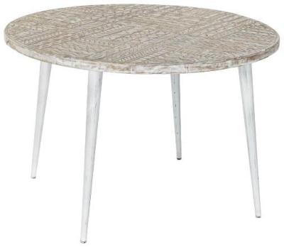 Indian White And Golden Wood Decape Side Table