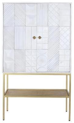 Product photograph of Yanam White And Golden 2 Door Cabinet from Choice Furniture Superstore