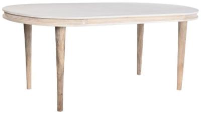 Modern White Mango Wood 6 Seater Dining Table