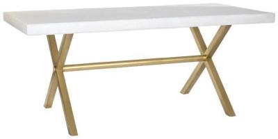 Modern Diamond White And Golden 6 Seater Dining Table