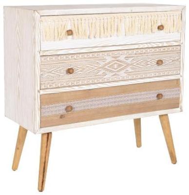 Boho White And Natural 3 Drawer Small Chest