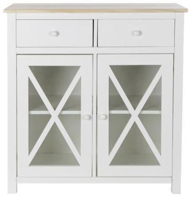 Cottage White Glass 2 Drawer Chest