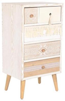 Boho White And Natural 4 Drawer Chest