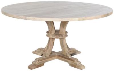 White Solid Wood 6 Seater Round Dining Table