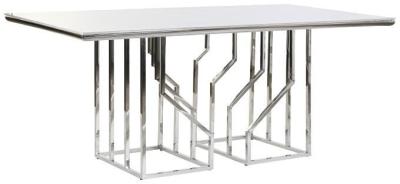 Chic White Faux Marble 6 Seater Dining Table