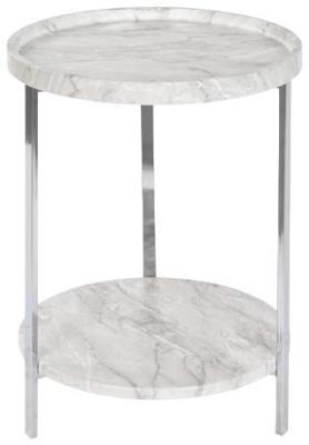 Modern White And Silver Wood Side Table