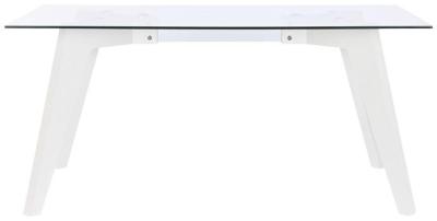 Modern White 6 Seater Glass And Chrome Dining Table Tempered Top