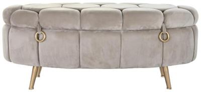 Scandi Beige Fabric Ottoman Bench