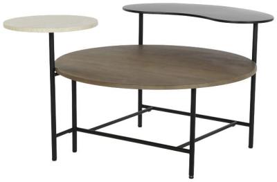 Modern Brown Wood And Black Metal Coffee Table