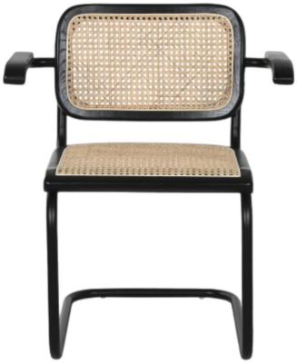 Set Of 2 Loft Black And Rattan Cantilever Dining Chair