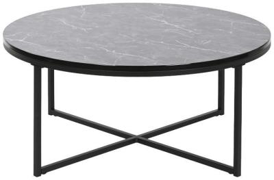 Modern Black Wood Round Coffee Table