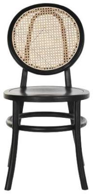 Set Of 2 Vintage Black Rattan Dining Chair