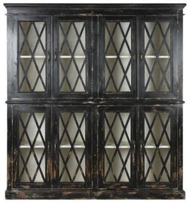 Black 8 Door Glass Large Display Cabinet