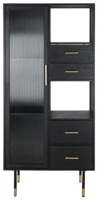 Black 1 Door Glass Display Cabinet