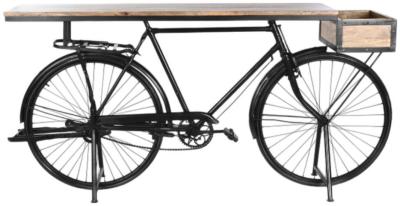 Product photograph of Shabby Black Metal Bicycle Console Table from Choice Furniture Superstore