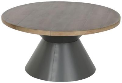 Product photograph of Modern Natural And Black Metal Round Coffee Table from Choice Furniture Superstore