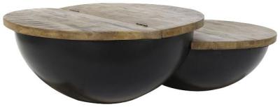 African Natural Wooden 2 Tier Coffee Table