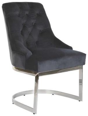 Set Of 2 Modern Black Fabric Dining Chair With Chrome Cantilever Base