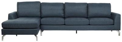 Blue Fabric Couch Chaise Longue Sofabed