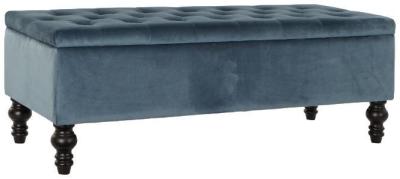 Modern Blue Fabric Ottoman Bench