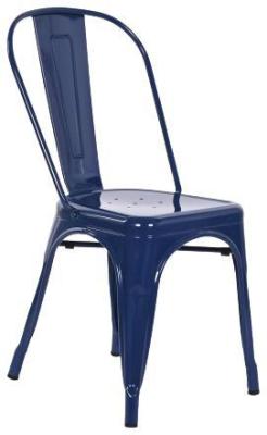 Set Of 4 Tolix Style Industrial Blue Metal Dining Chair