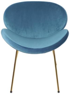 Set Of 2 Glam Blue Fabric Dining Chair