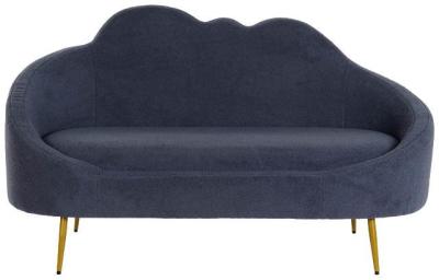 Scandi Blue Fabric Couch 2 Seater Sofa