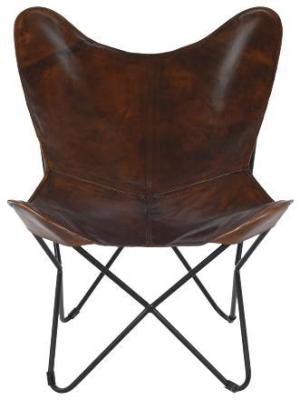 Product photograph of Vintage Dark Brown Leather Butterfly Chair from Choice Furniture Superstore