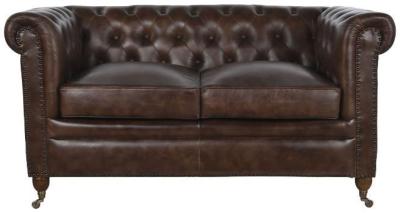 Dark Brown Leather Couch 2 Seater Sofa