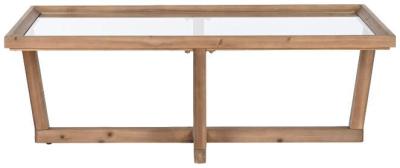 Modern Glass Top Coffee Table With Solid Wood Trim