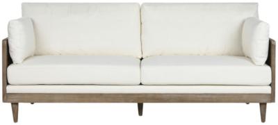 Romantic Beige Fabric Couch 3 Seater Sofa