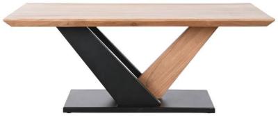 Modern Acacia Wood And Black Metal Coffee Table