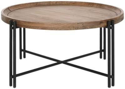 Wooden Black Metal Round Coffee Table