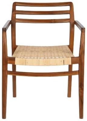 Product photograph of Brown Teak Wood And Rattan Armchair from Choice Furniture Superstore