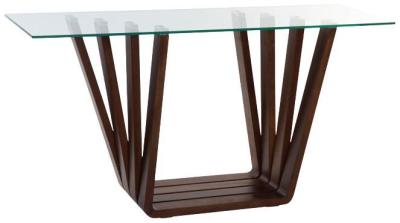 Product photograph of Modern Glass Top And Walnut Console Table from Choice Furniture Superstore