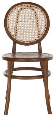 Set Of 2 Vintage Dark Brown Rattan Dining Chair