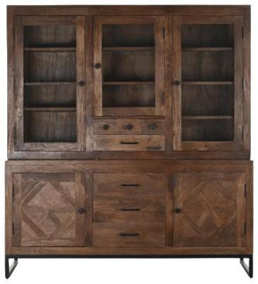 Dark Brown Teak Large Display Cabinet