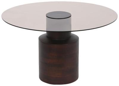 Modern Dark Brown And Black Glass Round Coffee Table