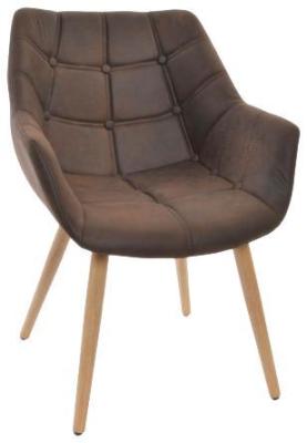 Set Of 2 Scandi Dark Brown Fabric Dining Chair