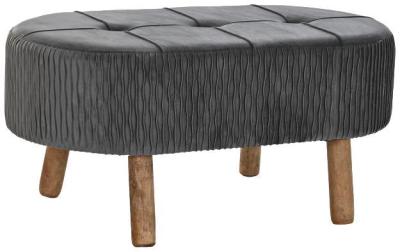 Scandi Dark Grey And Natural Fabric Ottoman Bench