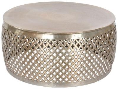 Indian Golden Metal Round Coffee Table